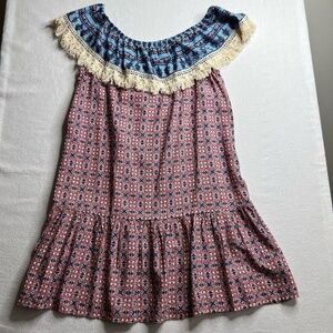 Umgee USA Womens Boho Style‎ Fringe Neck Off Shoulder Spring Dress Size S
